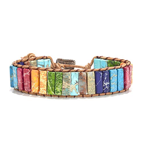 Sedmart Fashion Gemstone Handmade Bracelets Jewelry Multicolor Yoga Friendship Boho Leather Bracelets thumb #3