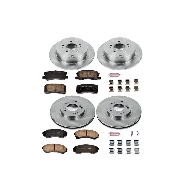 Image of PowerStop Front and Rear Brake Kit for Mitsubishi Endeavor 2004-08 | Mitsubishi Endeavor 2010-11 - Z17 Ceramic Brake Pads & Disc Rotors Replacement, KOE4461