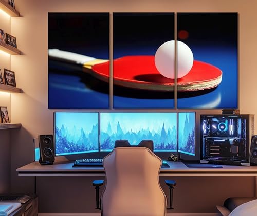 Art mural de tennis de table TONGYINLI, lot de 3 toiles ping-pong minimalistes 20x30cm sans cadre