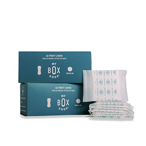 MYBOXSHOP US Certified Organic Panty Liners - No Toxins, Period. Thinnest Liner, Hypoallergenic, Breathable, Unscented, No Chlorine - Regular, 80 Count (15.5mL Absorbency)