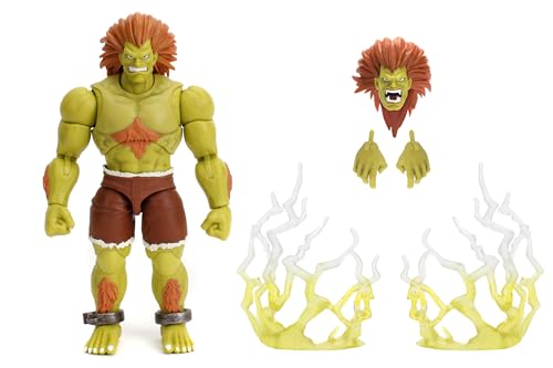 Jada Toys Street Fighter Blanka Figure (19 cm) - Movable Collectible and Action Figure from Street Fighter 2: The Final Challengers, with Alternative Head, Hands and Accessories, from 13 Years by Jada - Used condition - US$53.06
