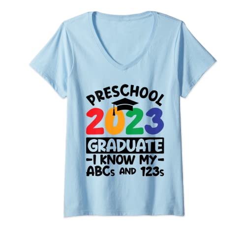Mujer Preschool 2023 Graduate I Know My ABCs and 123s Pre-k Camiseta Cuello V