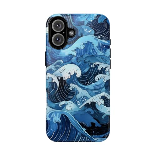 Coque iPhone 16 Plus vagues japonaises rigide anti-rayures pour éviter les bris d'écran