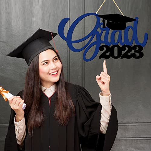 Blue Graduation Party Decorations, Grad 2023 Wooden Sign Graduation Photo Booth Props 2023 Wood Cutout Class Of 2023 Sign Decorations For Graduation Announcements (Blue) Blue Graduation Party Decor #TOP5