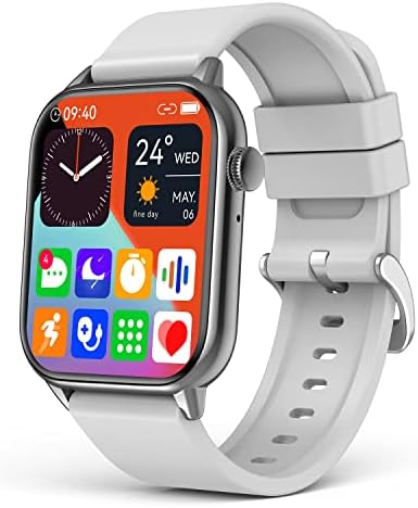 Smart Watch with Bluetooth Call, 1.68″ HD Touch Screen Activity Fitness Tracker with Blood Pressure Blood Oxygen Heart Rate Sleep Monitor Pedometer, IP67 Waterproof Smart Watch for Android iPhone Grey