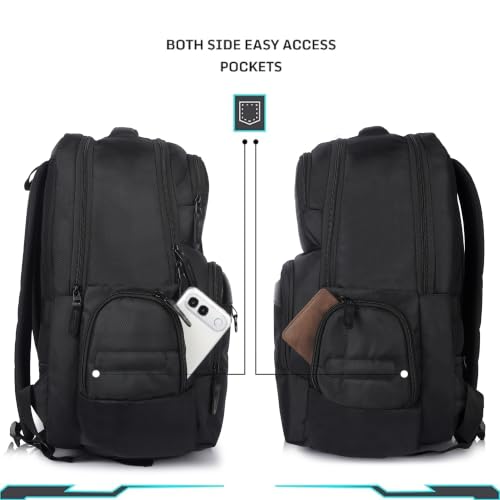 Image of Half Moon Premium 1680D Laptop Backpack | Fits 17 inch Laptop | Anti-Theft Pocket, Trolley Sleeve, 360 Protection | 8 Compartments Office & Travel Bag for Men & Women (Black)
