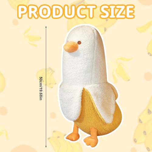 Mineup Plüschtier Banane Ente, 50cm Bananen Enten Plüschtier, Kawaii Ente Banane Kissen, Bananen Plüschtiere Kissen, Kawaii Ent Plüsch, Banan Kisse Puppe Geschenk Für Weihnachten Geburtstag