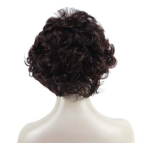 Aimole Short Curly Synthetic Wigs Full Capless Hair Women's Thick Wig for Everyday (33 Dark Auburn)