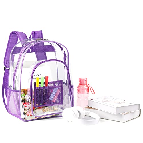 Purple Clear Backpack See Through Heavy Duty Transparent Backpacks For Women Girls, Plastic Pvc Clear Bookbags For School College Work #TOP6