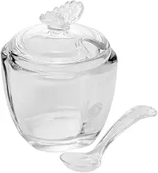 Açucareiro de Vidro com Colher Butterfly 8,5cm x 8,5cm x 11cm - Wolff