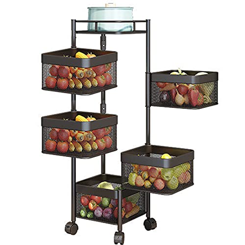 Küchenwagen Küche regale 6 Ebenen,schwarz Metall multifunktionale küchenregal,Drahtkorb badregal rollwagen mit rollen, küchenmöbel Küchenrollwagen,ecke duschablage Cover