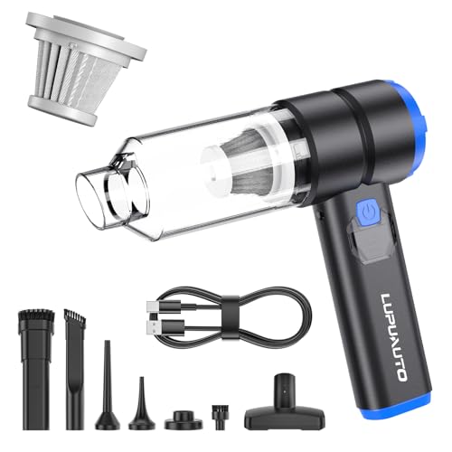 lupuauto Car Vacuum Portable Cordless, 20000Pa High Power 4 in 1 Hand Held Vacuum, Brushless Motor Handheld Vacuum Cordless with 5200mAh Battery for Car, Home, Office, Pet