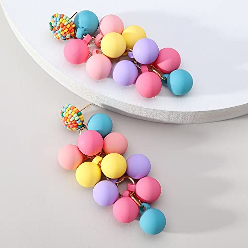 Pingyongchang Birthday Candy Earrings for Women Acrylic Dangle Earrings Colorful Beaded Earrings for Women Christmas Valentine Birthday Earrings2