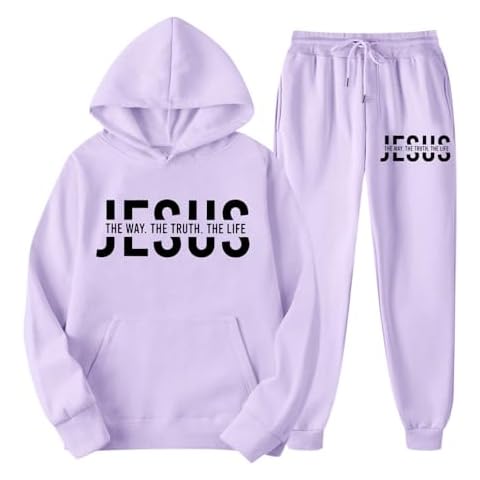 Howstar Wide Leg Tracksuits Sets Women Christian Sweatsuit Jesus Loves You 2 Piece Outfits Religious Faith Sweatshirts Sweatpants Activewear Set Cover