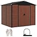 Produktbild Outsunny Gerätehaus 4,4 m², Gartenhaus mit Pultdach, Schiebetür, Fundament, Einfach Montage 240 x 206 x 198 cm, Geräteschuppen aus Verzinkter Stahl, wetterfest, für Garten, Teak