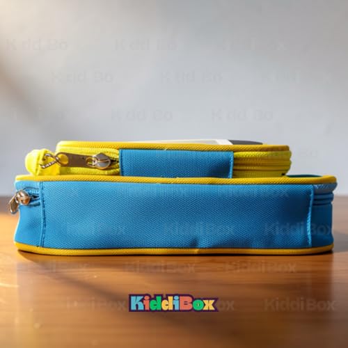 Image of KiddiBox One Piece Anime Pencil Case, Double Zipper Stationery Pouch with Character Charm, School Supply with Keychain (Blue and Yellow)