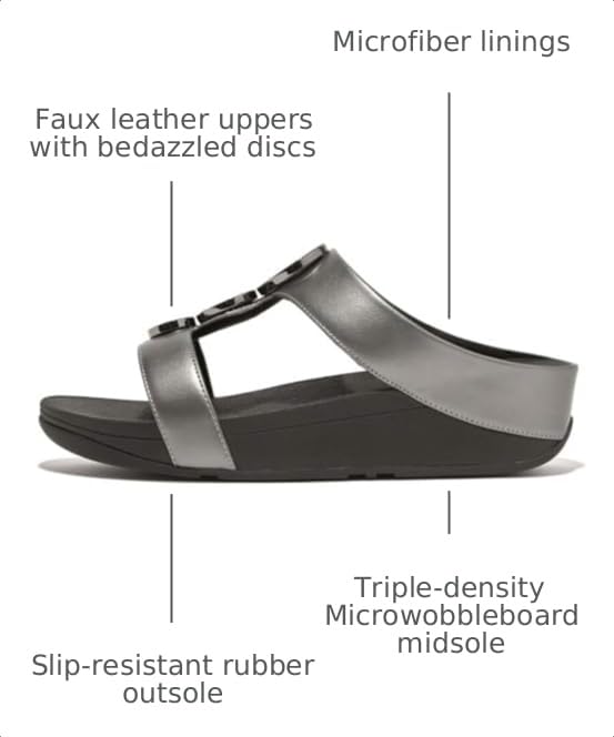 Image of FitFlop Halo Bead-Circle Metallic H-Bar Slides
