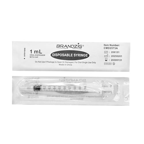 1ml syringe with cap 100 pack  oral dispenser without needle luer slip tip  sterile individually wrapped medicine dropper for infants pets and colostrum collector