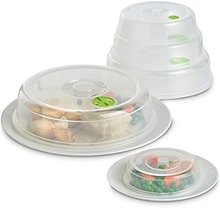 VonShef Set of 5 Microwave Food Covers- Easy Storage & Easy Clean, Dishwasher Safe, Transparent Lids- Variety of Sizes for all Plates & Dishes