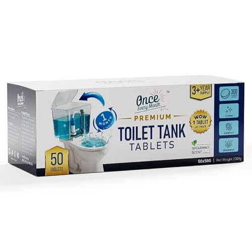 Once Every Month Premium Toilet Tank Tablets, 3+ Year Supply, 50 Count, Spearmint Scent