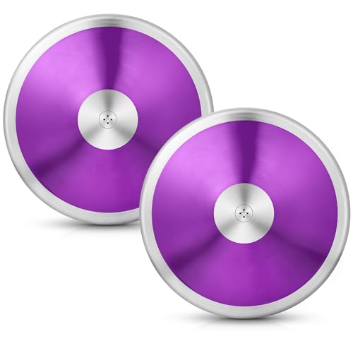 Wettarn 2pcs 1 kg Discus, Man Women Discus Track and Field Discuses Track and Field Equipment (Purple)