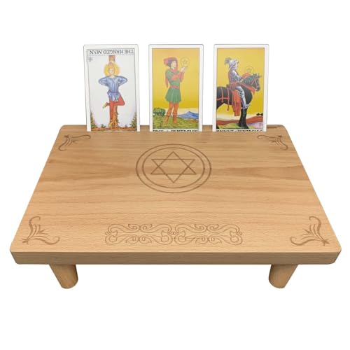 Boltquan Compact Wooden Altar Table with Tarot Card Holder, Small