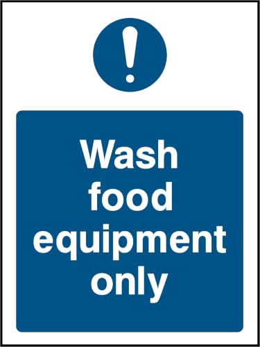 Image of PROFILESIGNS.CO Wash Food Equipment Only Sign - Food Hygiene Mandatory Sign - Self-Adhesive Vinyl, Rigid PVC, Aluminium - A5, A4, A3, A2
