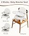 BBsecure Booster Seat for Kitchen Chair, 3-in-1 Foldable Baby Booster Seat with Removable Dual Tray & 3-Point Harness, Portable Toddler Booster Chair for Dinning Table, Travel, Outdoor Camping, Gray