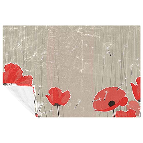 Couverture pissenlits et fleurs rouges douce chaude lit canape 150x100 - 2