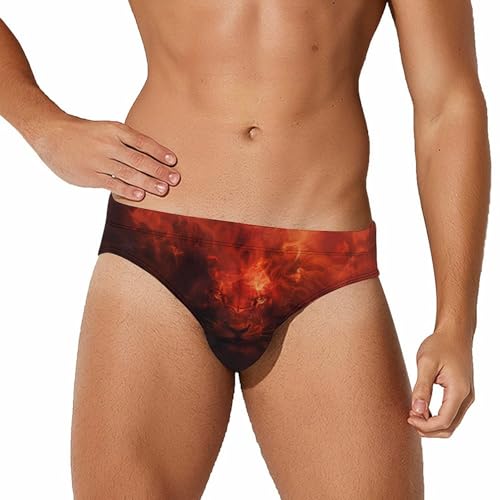 Lion Head Mens Swim Briefs Quick Dry Swim Trunk Bikini Underwear Swimsuit S