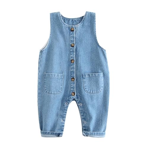 Jhaoyu Mono vaquero para bebé, niño, niña, peto, pelele con botones de presión, ropa de primavera y otoño, azul, 92-98, azul, 92-98