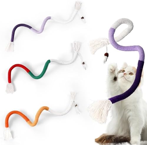 3 Pcs Cat Toys Chew Ropes, 27.16 Inchs Handmade Cotton Rope Pussy...