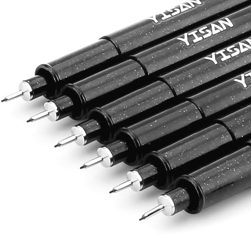 YISAN Fineliner Schwarz Set, 0,1mm Zeichenstifte,6 Stück Manga-Stifte,Tuschestift Pigment Liner Set,Stifte für Künstler,70320