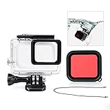 Para GoPro Hero 7 Black 6 5 Funda impermeable y base de base Filtro rojo protector 45M Funda protectora de buceo de 45M para GoPro