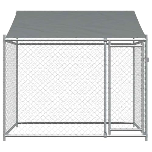 Hundezwinger für große Hunde, Outdoor-Gehege mit Dach und Tür, 2x2x2 m, robust, verzinkter Stahl, ideal für Garten