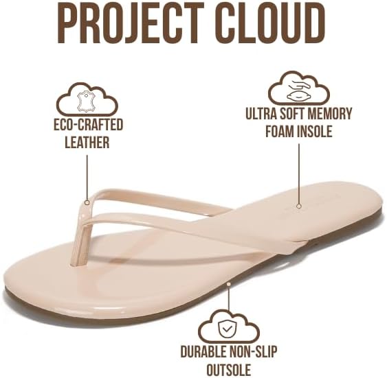 Project Cloud Flip Flops for Women Footwear- Lightweight and Memory Foam Insole Sandals for Women 2026 - Durable Non-Slip Beach Essentials Flats for Women Sandals (Foundations, NUDEPA, 6) - Image 2