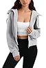Oyamiki Winter Womens Hoodie with Full Zipper Casual Hooded Sweatshirts Soft Fleece Lined Outfits Fall Grey Hoodies S #2
