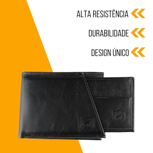 Gshield Carteira Masculina em Couro 100% Animal com Porta Cartão Removível e 6 Compartimentos + Espa