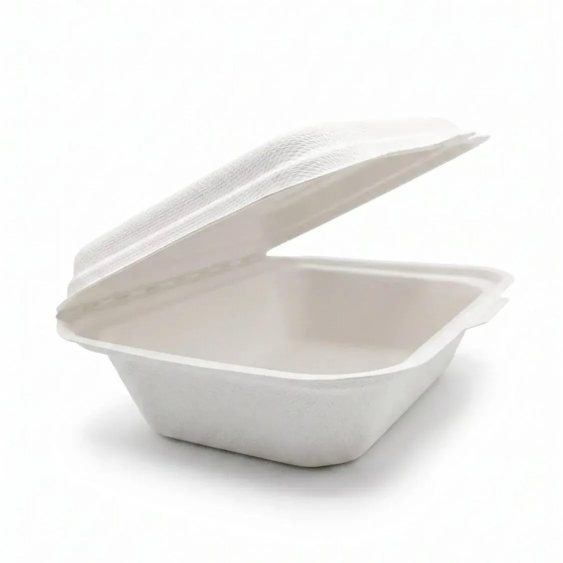 We Can Source It Ltd - 7X5 Biodegradable Sugarcane Clamshell Takeaway Boxes – Flip Top 600Ml Compostable Food Containers - Eco Friendly Packaging For Cafes, Restaurants And Catering - Pack Of 250