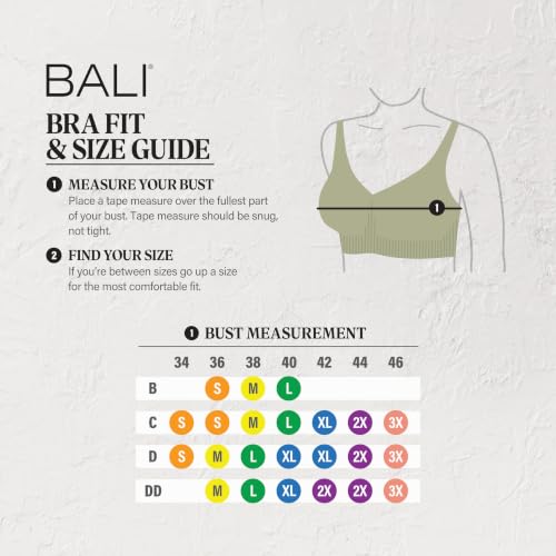 Image of Bali Women's Wireless Bras for Women - Breathe Lace Cotton Modal No Underwire Bra, Adjustable T-Shirt, Plus Size