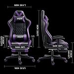 Mondschein Gaming Chair Office Chair with Massage Reclining Computer Chair with Footrest High Back Ergonomic Desk Chair Leather Racing Gamer Chair Adjustable Armrest Headrest (Purple)