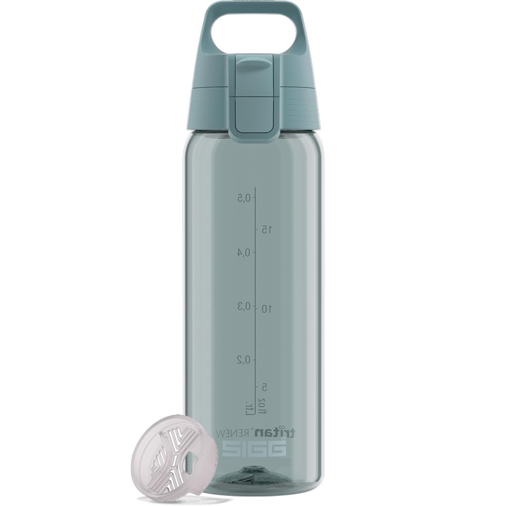 Sigg - Tritan Water Bottle - Total Color ONE Morning Blue - Suitable For Carbonated Beverages - Dishwasher Safe - Leakproof - Featherweight BPA Free - 0.6L