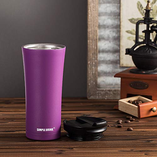 Simple Drink Insulated Coffee Travel Mug 16 Oz | Sturdy Stainless Steel Tumbler Cup With Spill-Proof Lid - Works Great For Ice Drink, Hot Beverage #TOP5