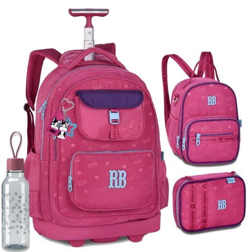 Kit Mochila Rodinhas Rebecca Bonbon RB 26222 Rosa com Lancheira, Estojo Box e Garrafinha coleção 2026