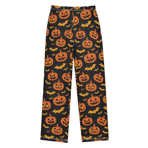 Pajama Pants Halloween Bats and Pumpkins PJ Bottoms Sleepwear Lounge Sleep Pant with Pockets