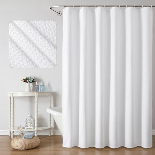 OWENIE White Shower Curtain for Bathroom 78 Inches Long, 3D