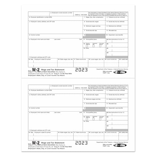 image for Fentasy W2 Forms 2023, 6 Part Tax Forms, 25 Employee Kit of Laser Form