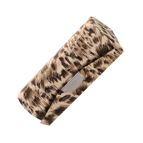 HONITANO Astuccio Per Rossetto Con Specchio in Seta Leopardata, Custodia Da Viaggio Porta Rossetto Singolo Con Ricamo, Organizer Cosmetici Compatto Per Borsa Da Donna