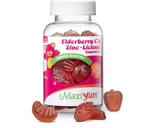 Maxi-Health Sambucus Elderberry Gummies with Zinc and Vitamin C  Herbal Supplement 100mg of Elderberry Extract Per Serving  60 Count