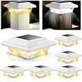 SIEDiNLAR 4x4 Solar Post Lights 50 Lumens 2 Modes, Post Caps Light Outdoor Waterproof for 4x4 Vinyl Wooden Posts, Fence Deck Garden Patio Decor, Warm/White Lighting (White, 6 Pack)